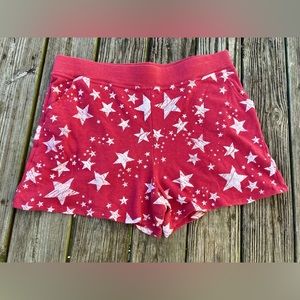 2X Cherry Pink Star Print Lounge Shorts